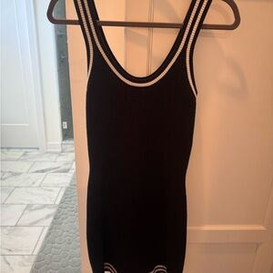 ALO Yoga Black Knit Tennis Dress with White Accents